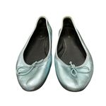 Saint Laurent  Metallic Blue Leather Bow Ballet Flats Size 391/2 US 9 Photo 12