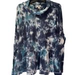 True Craft NWT Nightcap Blue Tie Dye Waffle Knit Peplum Thermal Sweatshirt 2X Photo 1