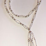 Elegant Vintage White Faux Pearl Gold Tone Beaded Boho Tassel Fringe Necklace Photo 0