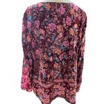 Pretty Garden Boho Cottagecore Blouse Large Pink Floral Tie Neck Peasant Top Photo 5