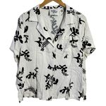 Paper Heart Linen Blend Boho Coastal Top Women S White Button Up Short Sleeve Photo 0