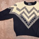 VTG FlatTop Y2K 80s Rhinestone Sweater XS Sixteen Candles 90s Black Angora Blend Photo 1