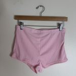 Ribbed Knit Lounge Set Womens Medium Pink Crop Top Shorts Button Stretch Casual Photo 1