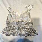 EXPRESS Striped Smocked Peplum Tank Top | Size M Photo 2