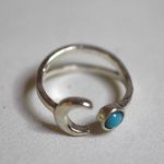 Source Unknown NWOT Magical Crescent Moon Turquoise Gemstone Trendy Unisex Size 8 Open Ring Photo 4