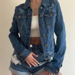 Romeo + Juliet Couture Blue Embroidered Denim Jacket Photo 4