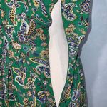 DR2 Green & Blue Paisley Short Sleeve Double V Above Knee Casual Chiffon Dress L Size L Photo 6