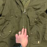 Miss London Olive Green Hooded Utility Jacket Women's XL Zip Snap Pockets Photo 5