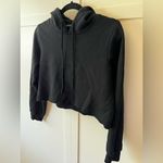 Brandy Melville Brandy‎ Melville Black Crop Fleece Sweatshirt Hoodie One Size Photo 2