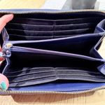 Isaac Mizrahi Women's Leather Wallet Navy Blue Zip Up Photo 4