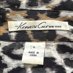 Kenneth Cole New York Animal Print Sheer Blouse Button Up Tunic Length size L Tan Size L Photo 9