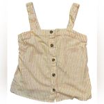 J. Crew Factory Orange and White Striped Linen Blend Button Front Tank Size XS Photo 2