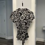 White House | Black Market Sz M Floral Paisley Print Satin Blouse Top W Tie Belt Photo 3