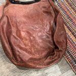 Leather Dean Bag Teardrop Round Handle Hobo Boho Two Tone Hippie Western Medium Brown Photo 7