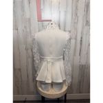 Womens Tops Floral Applique Ruffle Hem Frill Trim Top White Size L Photo 3