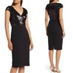 Dress the Population NWT Jaleah Black Sequin V-Neck Bodycon Midi Dress Size L Photo 1
