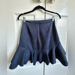 AQUA  Navy Ruffled Faux Suede Skirt, Size Small Photo 2