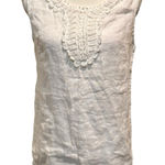 Lungo L'Arno White Large‎ Blouse 100% Linen Blouse Tank Lace Side Split Italy Photo 0