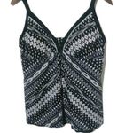 Maxine of Hollywood  M Black White Tankini Swim Top Photo 0