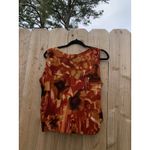 Perceptions  Tank Top Blouse‎ Women's 12p  Stretch fall Floral Orange Brown Photo 6