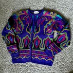 Vintage Lambswool Blend Cardigan Sweater Size Small Purple and Pink Pappagallo Photo 0
