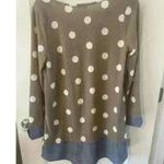 12PM by Mon Ami  Shirt Size L Long Sleeve Polka dot denim Trim Photo 1