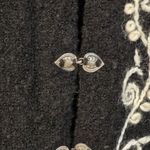 Womens Alpaca Wool Floral Embroidery Long Sweater Cardigan Heart Clasps Peru LRG Black Size L Photo 9