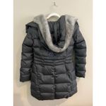 Laundry by Shelli Segal  Puffer Coat Jacket w/ Fur Hood & Pockets Gray Small Photo 1