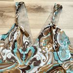 Trina Turk  Blue Brown White Printed Lined Tank Top Shirt Women’s Medium Photo 3
