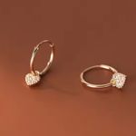 Anne Klein  925 Silver Post Crystal Zircon heart drop Golden loop Earrings Photo 2