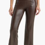 Hue New Chocolate brown Cropped Faux Leather Pants Photo 0