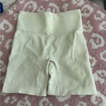 Women's Cream Ribbed Shorts White Photo 0