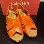 Cobb Hill by Rockport Alleah slingback wedge sandal size 9W Orange w/ cork sole Photo 2