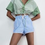 ZARA NWT Zippered Nylon Shorts in Neon Blue, Size S Photo 0