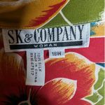 Vtg 1990s SK & Company Green Red Tropical Floral Button Up Silk Aloha Shirt 18W Photo 2