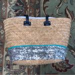 Juicy Couture Retro Straw Basket Beach Style Bag with Silver Sequins Photo 4