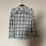 Harley Davidson White Blue and Yellow Plaid Long Sleeve Button Down Shirt Photo 6