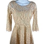 Free People Cream 3/4 Sleeve Lace Overlay V-shaped Fit & Flare A-line Dress 2 Photo 2