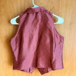 Relativity Womens Red Silk Sleeveless Button Front Collared Vest Size M Photo 6