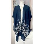 Lava Accessories Navy Floral Embroidered Lightweight Open Kimono One Size Blue Size undefined Photo 5