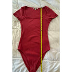 EXPRESS Women's Red Ribbed Short Sleeve Bodysuit S Photo 6