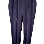 Eileen Fisher NWT Sandwashed Silk Charmeuse Ankle Pants Midnight Blue Medium Photo 0