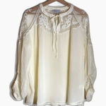Hayden  ladies cottagecore Sheer Tie Front Peasant Top size medium Photo 0