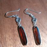 Simulated Red and White Diamond Sterling Silver Dangle Earrings Photo 0