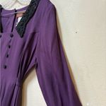 Vintage 90s Purple Midi Dress Lace Collar Long Sleeve Tie Waist Lisa II Size 12 Photo 9