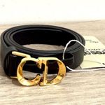Christian Dior Dior C'est dior Leather Waist Belt with CD Buckle Black / Gold Size 80 Photo 2