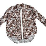 Anthropologie ‎ Poplin Long-Sleeve Button-down Oversized Printed Top Size Small Photo 7