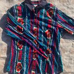Vintage Roper Western Aztec Floral Button Down Shirt Large Multi Photo 0