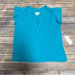 Honorine Mare Blue Gauze V Neck Ruffle Short Sleeve Luna Crinkled Top New Medium Photo 4