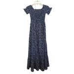 Lulus Blue White Floral Lightweight Flowy Womens Off Shoulder Maxi Dress Size Sm Photo 2